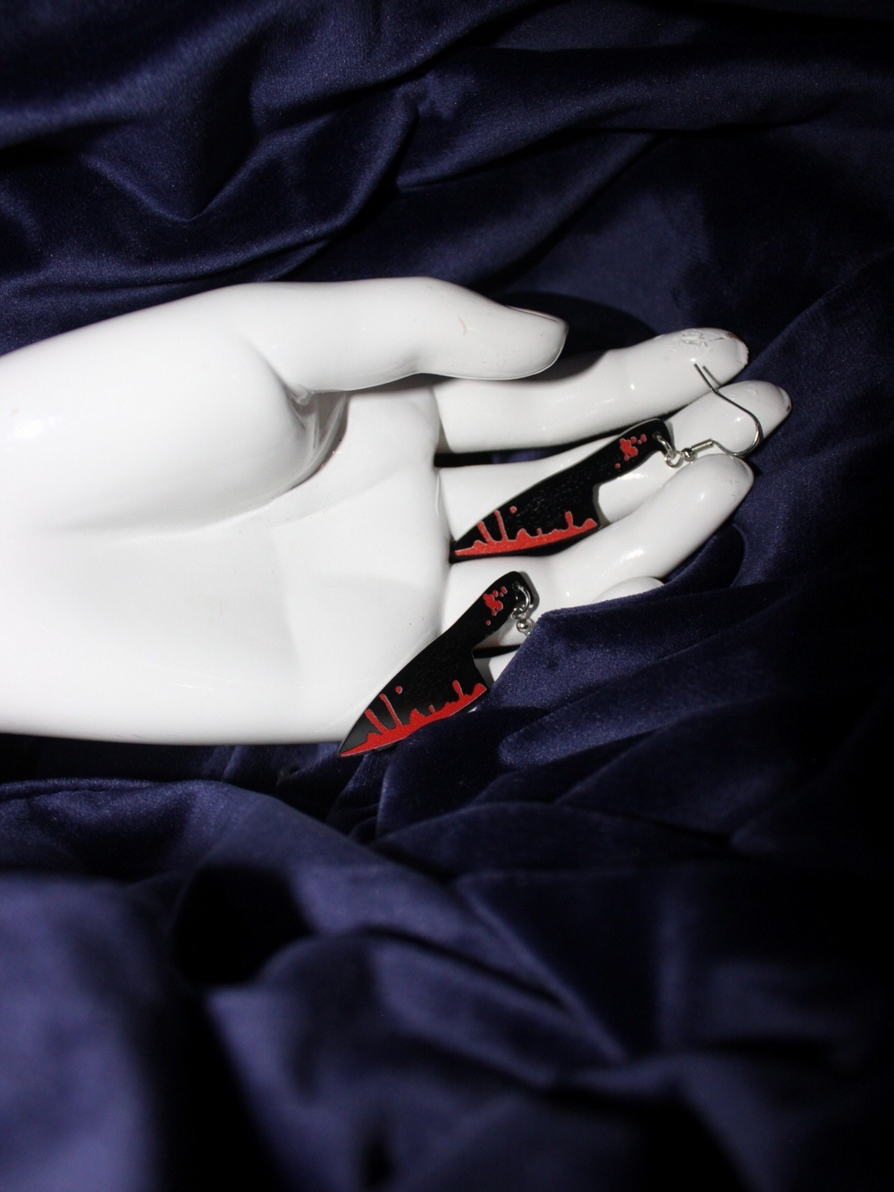 Black and Red Blade Dangle Earrings - Women Accessories